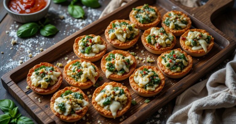 Spinach Artichoke Pizza Bites: Cheesy Party Appetizer Recipe