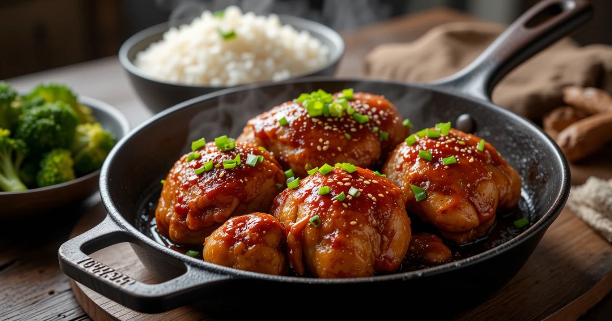 chicken thighs with plum sauce.