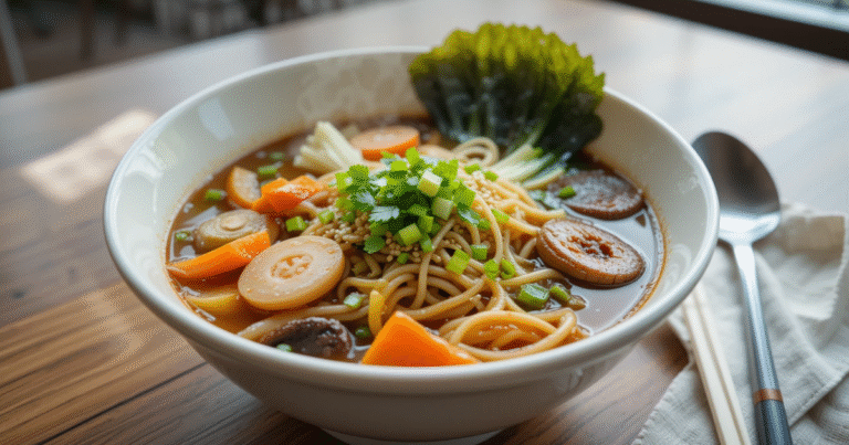vegetable noodle soup with ramen noodles