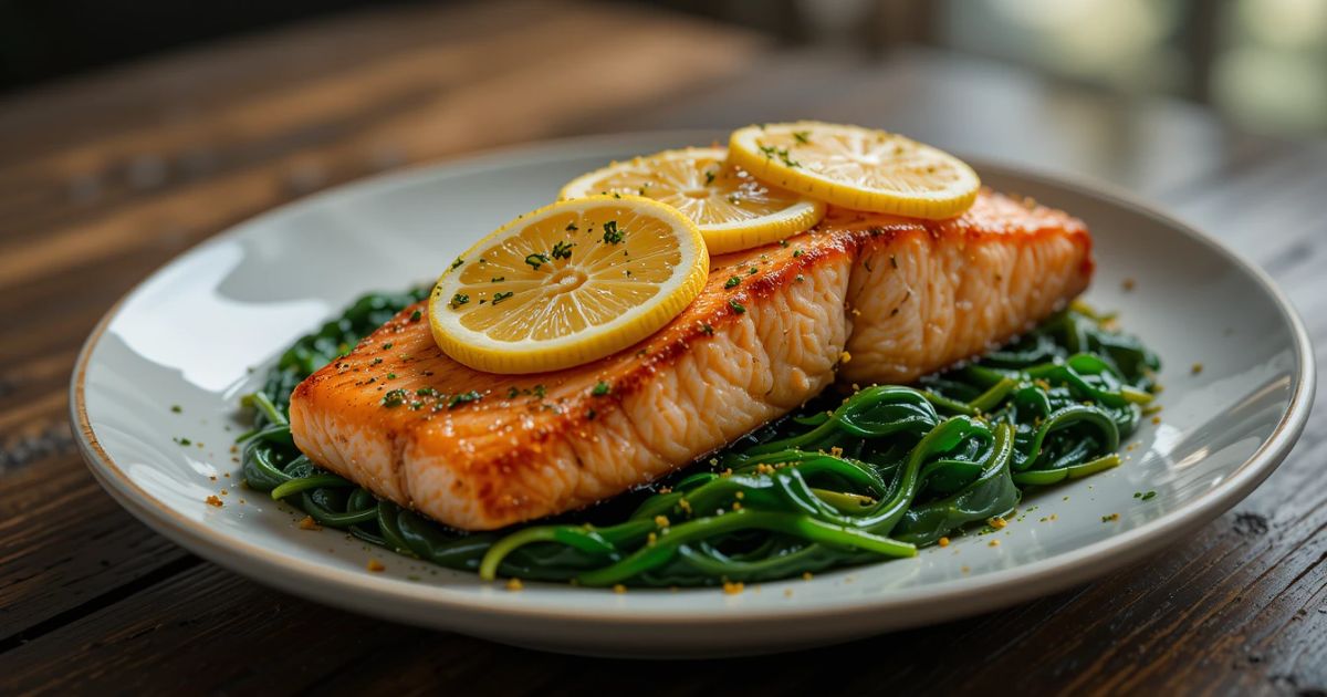salmon spinach salad with lemon dressing