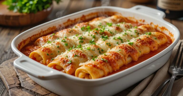 Easy Chicken Manicotti Recipe - Delicious Stuffed Pasta Bake
