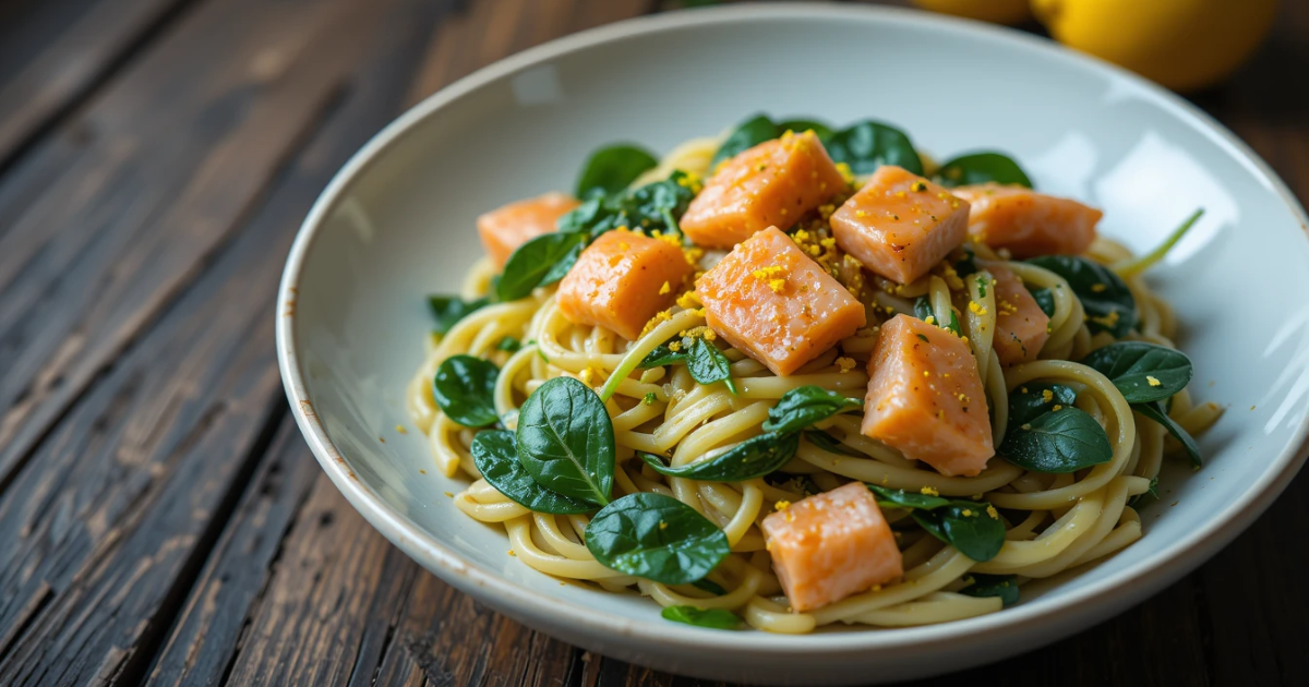 salmon spinach pasta